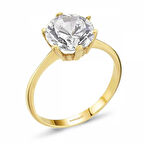 Altın Tektaş Yüzük 14K Swarovski 1.00 Karat