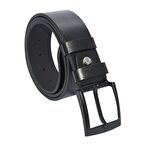 Siyah Suni Deri Düz Model 4.5 cm.lik Spor Kemer - 4500-Düz