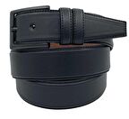 Siyah Büyük Beden Suni Deri Dikişli Düz Model 3.5 cm.lik Klasik Kemer - 8000-Battal-22K