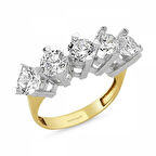 Altın 5 Taş Yüzük SWAROVSKİ Taşlı