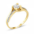 14 Ayar Sarı ve Beyaz Altın Tektaş Yüzük