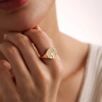 Şövalye Altın Yüzük Hayat Ağacı Form