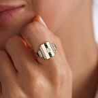 Altın Şövalye Yüzük Zümrüt Taşlı