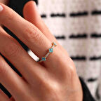 Firuze Taşlı Altın Yonca Yüzük