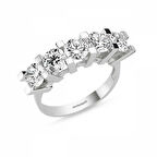 Altın 5 Taş Yüzük SWAROVSKİ Taşlı