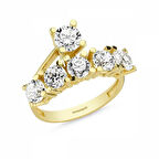 Altın Tektaş & 5 Taş Yüzük SWAROVSKİ Taşlı