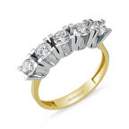 Altın 5 Taş Yüzük Swarovski Taşlı