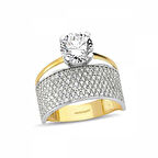 Altın Tektaş Alyans Yüzük İkisi Bir Arada TWİN