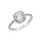 Beyaz Altın Tektaş Yüzük Baget Taşlı