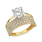 Tektaş Alyans Altın Yüzük Twin 2'si Bir Arada