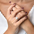 Beyaz Altın Baget Yüzük Çift Sıra