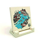 İstanbul Boğazı ve HaliçBaskılı Doğaltaş Masaüstlük