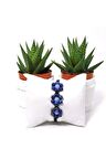Lapis Lazuli Kalsedon Çiçek Motifli Örme Bileklik 6 Mm (üçlü)