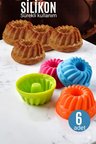 Silikon Göbekli Muffin CupCake Kalıbı  Sürekli Kullanım Muffin Kek Kalıbı 6 ADET