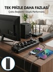 10 Prizli USB Destekli Çoklu Priz TypeC Şarj Girişli Güvenli Güç Ünitesi