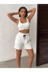 Modal Kumaş Şort ve Büstiyer Spor Takımı | Yüksek Bel Şortlu Takım