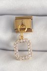 316L Çelik Gold Renk Sallantı Kare Zirkon Taşlı Nomination Charm