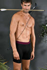 Bambu Boxer Erkek Siyah Bordo Lastikli