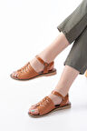 205-029 Taba Ortopedik Hakiki Deri Kadın Sandalet