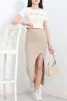 Nakışlı Etekli Takım Bej Beyaz S3899