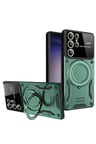 Newface Samsung Galaxy S24 Ultra Kılıf Joy Lens Standlı Kapak - Koyu Yeşil