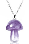 Sertifikalı Mantar Model Ametist Taşı Kolye (Gümüş Aparatlı)