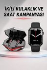 İkili Set Dev Kampanya Ucuz Kulaklık Ucuz Akıllı Saat Gürültü Önleyici Uzun Pil Ömrü