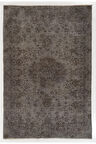 ( 185 X 278 Cm) Gri Tonlarda %100 El Dokuması Anadolu Halısı, Madalyon Ve Çiçek Desenli Halı