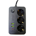 3 lü Akım Korumalı 2 Adet USB 1 Adet Type-C Girişli Priz 3414