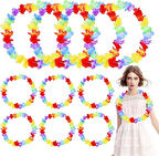 Hawaii Çiçekli Boyun Kolyesi - Renkli Tropikal Parti Leisi 12 Adet