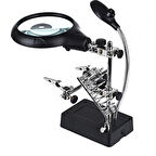 Masa Üstü Mandallı 2.5X90 Mm 7.5X34 Mm Mercekli Adaptörlu Işıklı Büyüteç