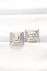 Tegan Pirinç Gümüş Renk Kare Form Küpe TG27BKP8880