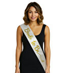 Beyaz Saten Üzerine El Yazısı İtalik Altın Bride To Be Kuşağı