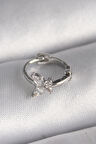 316L Çelik Gümüş Renk Zirkon Taşlı Kelebek Model Tragus Piercing - TJ-PR1321