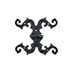 Antika Tarz Dekoratif Pirinç Süslü Menteşe - 100x90 mm, Oksit