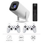 Max Mini Beyaz Taşınabilir Retro Video Konsolu Android Akıllı Projektör Projeksiyon P30