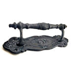 Antika Tarz Dekoratif Pirinç Çiçekli Yan Çekme Kapı Kolu - 240x62 mm, Oksit