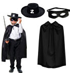 Zorro Pelerini Şapkası ve Maske Seti Çocuk Boy