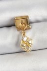 316L Çelik Sallantılı Zirkon Taşlı Deniz Kabuğu Ve Yıldız Model Gold Renk Nomination Charm TJ-BC1436