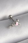 316L Çelik Gümüş Renk Zirkon Taş Detay Pembe Kalp İşleme Tragus Piercing TJ-PR1281