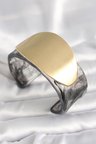 Siyah Mermer Desen Akrilik Plastik Gold Oval Plaka Model Vintage Kadın Bilezik TJ-BB6683