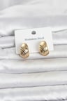 316L Çelik Gold Renk Desenli Yarım Halka Model Kadın Küpe TJ-BKP11807