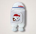 Yenidoğan Beyzbolcu Nakışlı Ayaklı Erkek Bebek Kundak Ekru