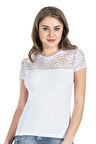 Yarım Kol Dantelli Kadın Tişört 240