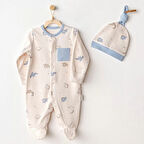 Andywawa Ac25919 Romper Hat Set Dino Bebek Tulum Takım Beige
