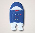 Yenidoğan Smokin Centilmen Ayaklı Erkek Bebek Kundak Mavi