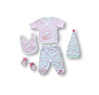 Uykucu Bulut Nakışlı  5li Zıbın Takımı Hastane Çıkışı Pembe