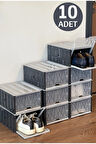 10'lu Modüler Ayakkabı Saklama Kutusu - İstiflenebilir Ayakkabı Düzenleyici Kapaklı Ayakkabı Dolabı