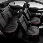 Su Geçirmez Ön Arka Araba Koltuk Minder Deri Kırmızı Oto Koltuk Minderi 3'lü Oturak Örtüsü