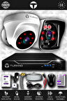 TURKNO 2 Kameralı Karia 1 İç Kamera Set 100 GB HDD Full HD Gece Görüşlü Güvenlik Kamerası Sistemi
